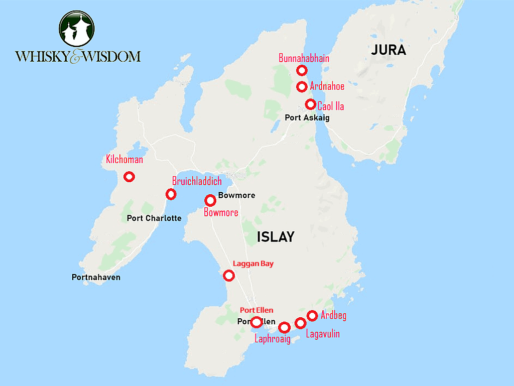 Innlay Maps Islay - Its distilleries and its whiskies - Whisky and Wisdom